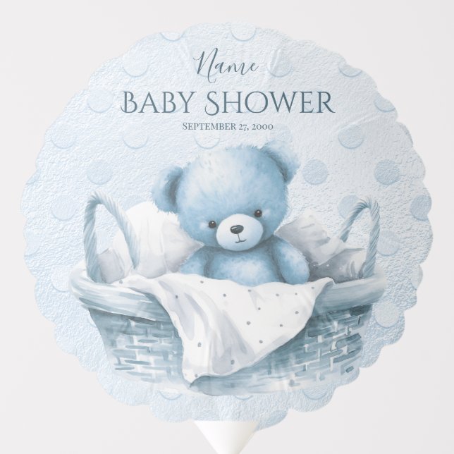 Blue Teddy Bear in Basket Balloon (Front)