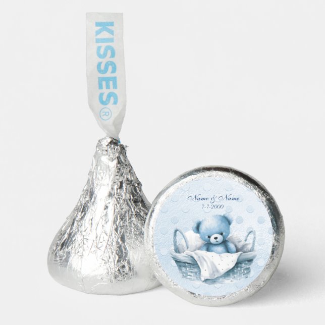 Blue Teddy Bear in Basket Hershey®'s Kisses® (Front)