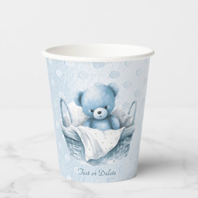 Blue Teddy Bear in Basket Paper Cups (Front)