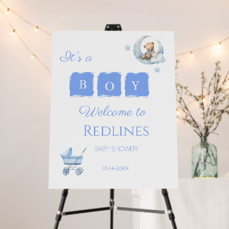 Blue Teddy Bear It’s a Boy Baby Shower Foam Board