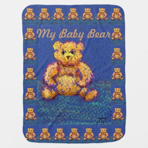 Blue Teddy Bear My Baby Bear Blanket Shower