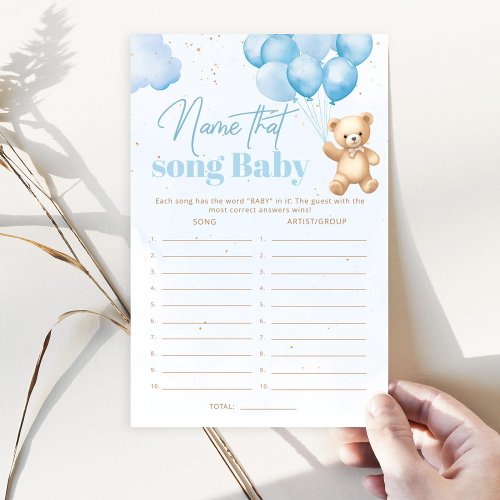 Blue Teddy bear Name that song baby shower game