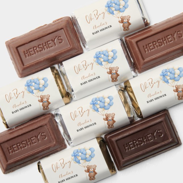 Blue Teddy Bear Oh Boy Balloon Baby Shower Hershey's Miniatures (Assorted)