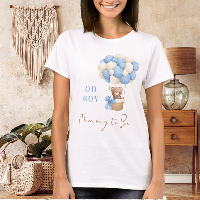 Blue Teddy Bear Oh Boy Balloon Mommy To Be Baby  T-Shirt (Creator Uploaded)