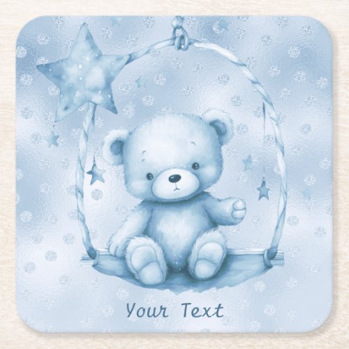 Blue Teddy Bear Paper Coaster