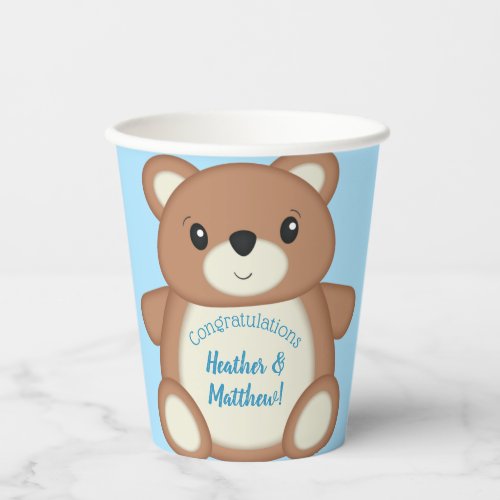 Blue Teddy Bear Paper Cups