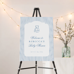 Blue Teddy Bear Preppy Elegant Baby Shower Foam Board