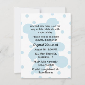 Blue Teddy Bear Silhouette Baby Shower Invitation