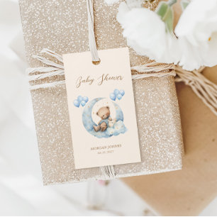 Blue Teddy Bear Stars Baby Shower Gift Tags