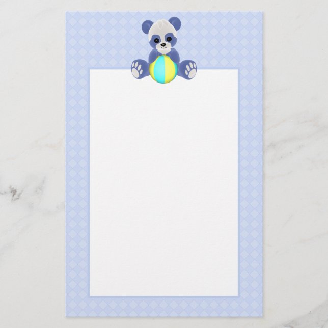 Blue Teddy Bear Stationery (Front)