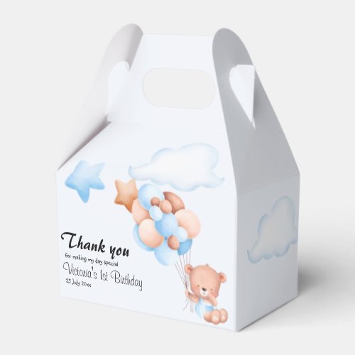 Blue Teddy Bear Thank You Classic Favor Boxes