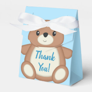 Blue Teddy Bear Thank You Favor Boxes