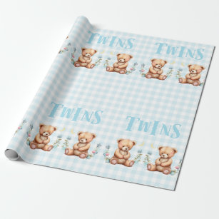 It's A Boy Girl Twin Baby Shower Wrapping Paper