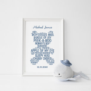 Blue Teddy Bear Typography Poster (Matte)