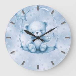 Blue Teddy Bear Wall Clock