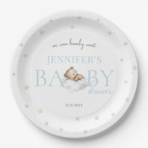 Blue Teddy Bear We Can Bearly Wait Baby Boy Shower