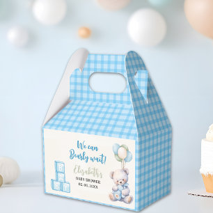 Blue Teddy Bear "We Can Bearly Wait"  Favor Boxes