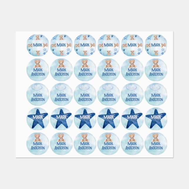 Blue teddy bears cute Clothing Kids' Labels (Sheet)