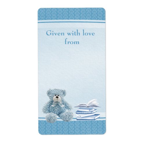 Blue Teddy Bring a Book Baby Shower Bookplates