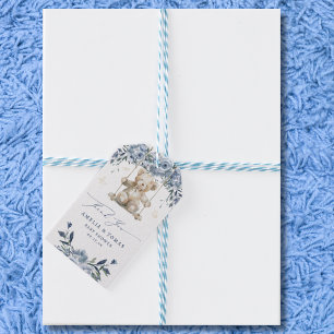 Blue Teddy Swing Baby Shower Thank You Gift Tags