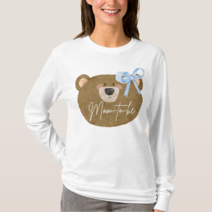 Blue Teddy We Can Bearly Wait Boy Baby Shower T-Shirt