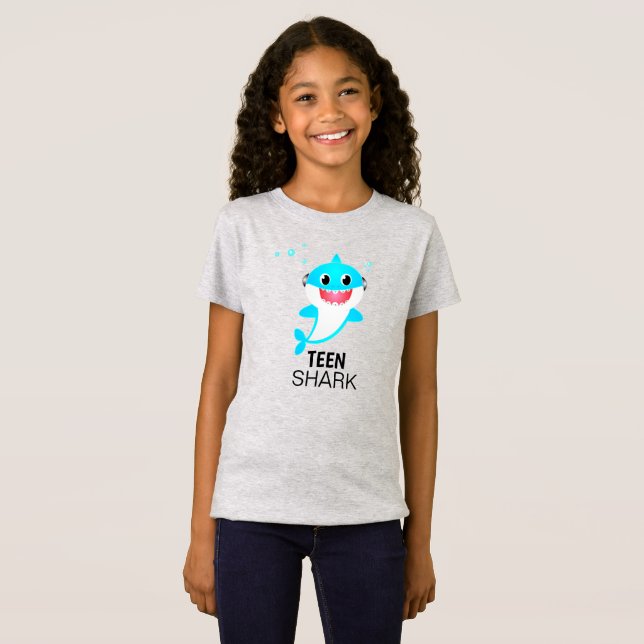 Blue Teen Shark with Braces and Headphones T-Shirt (Front Full)