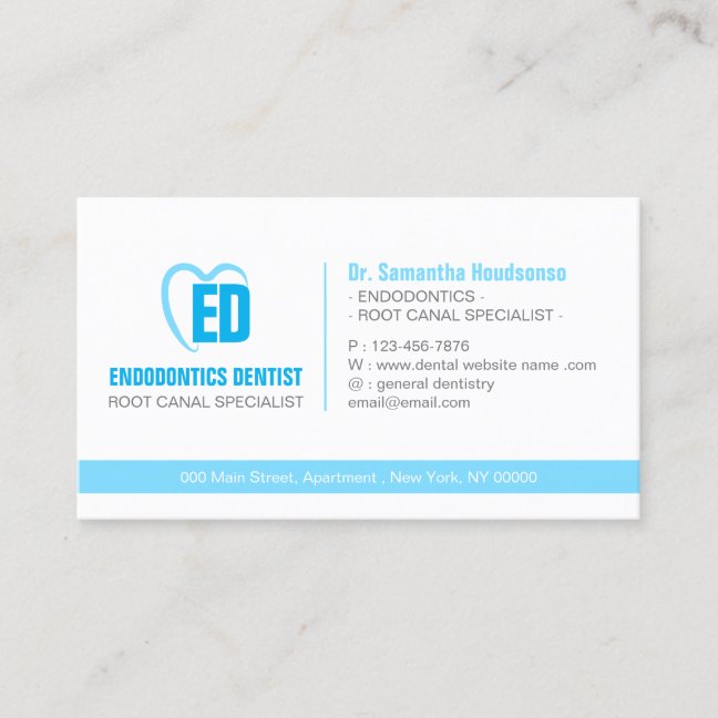 Blue Teeth Modern Formal Branding Dentist Business Card