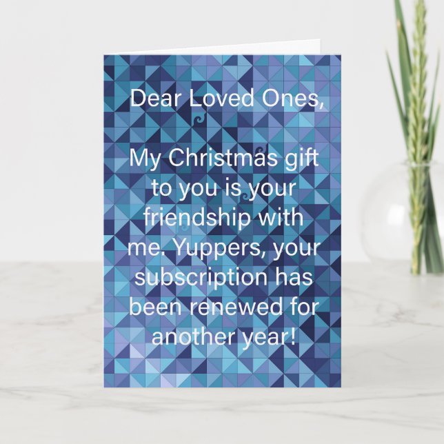 Blue Temperature Quilt Snarky Christmas Card (Front)