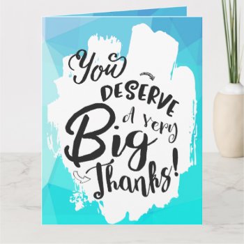Blue Tempest Typography Giant Thank You Card by HappyPlanetShop at Zazzle