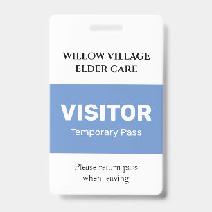 Blue Temporary Guest Pass Hospital Care Home Badge
