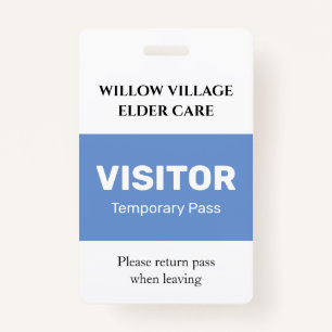 Blue Temporary Guest Pass Hospital Care Home Badge