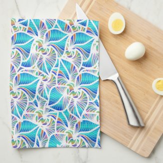 Blue Tender Pretty Flowers Pattern Kitchen Towel