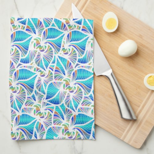 Blue Tender Pretty Flowers Pattern Kitchen Towel