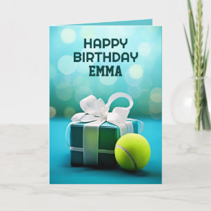Blue Tennis Birthday Card, customizable Card