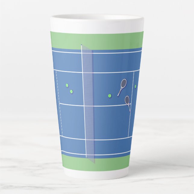 Blue Tennis Court Modern Tennis Player      Latte Mug (Front)