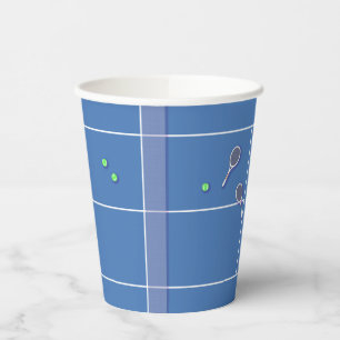 Blue Tennis Court Modern Tennis Player     Paper Cups