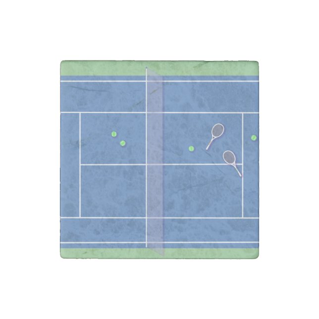 Blue Tennis Court Modern Tennis Player      Stone Magnet (Front)
