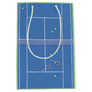 Blue Tennis Court Preppy Modern Tennis Player   Medium Gift Bag