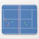 Blue Tennis Court Preppy Modern Tennis Player    Mouse Pad<br><div class="desc">Personalized classic tennis court design in Blue with classic, chic, preppy & elegant tennis rackets and green tennis balls. Simple, minimalist gift for your tennis coach or tennis team. Personalized Gift for a tennis player. Blue tennis court illustration. Trendy tennis players home decor. Trendy modern tennis player gifts. Cool retro...</div>