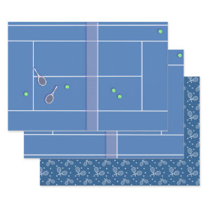 Blue Tennis Court Preppy Modern Tennis Player    Wrapping Paper Sheets