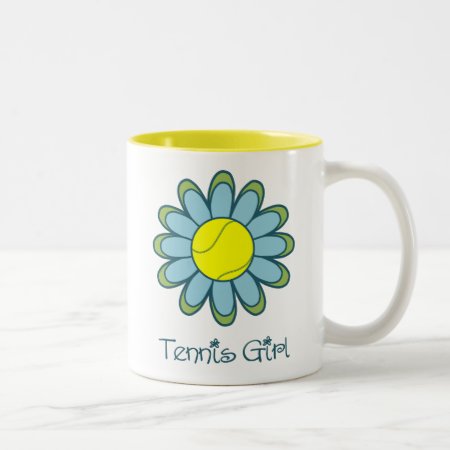 Blue Tennis Girl Two-tone Coffee Mug
