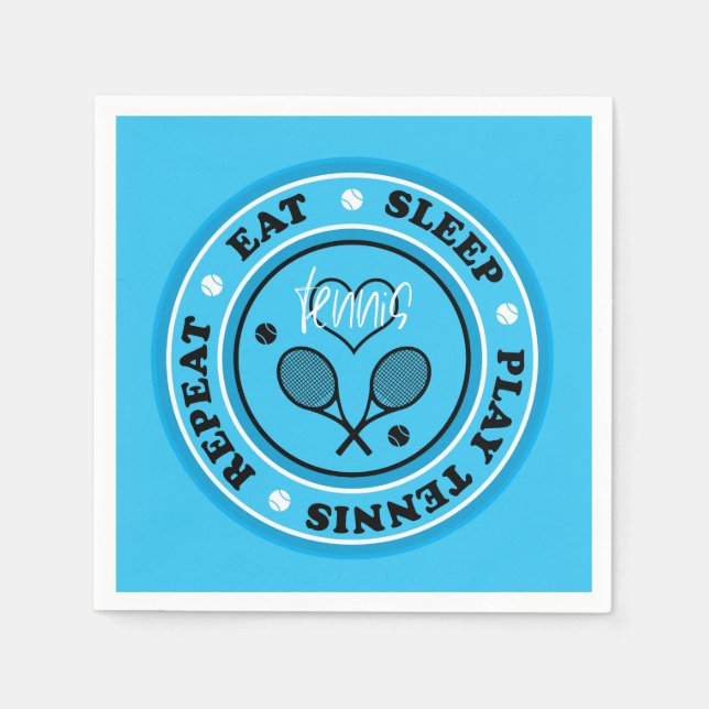 Blue Tennis Party 2, customizable Napkins (Front)