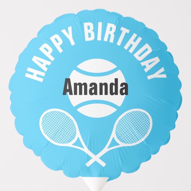 Blue Tennis Party, customizable medium Balloon (Front)