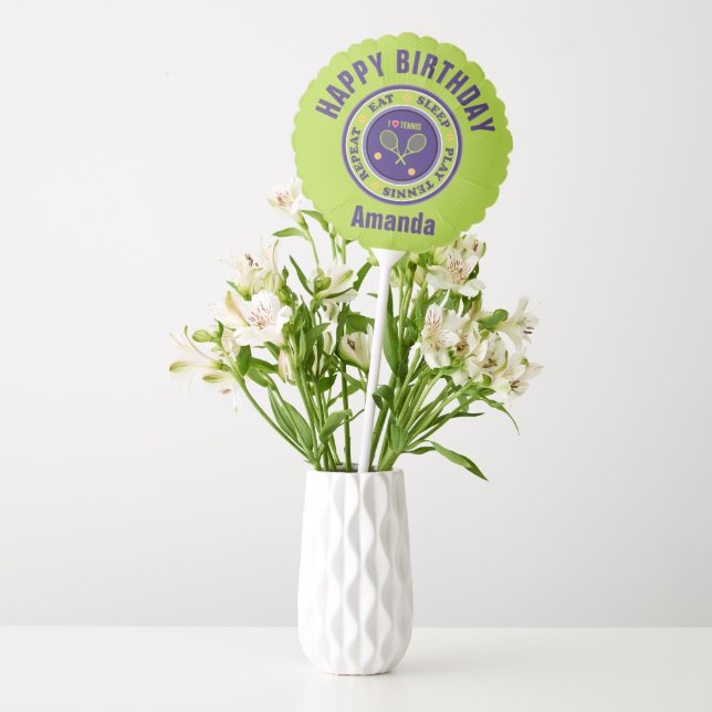 Blue Tennis Party, customizable medium with name Balloon (Vase)