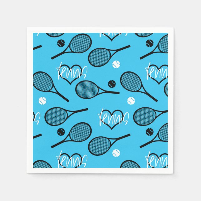 Blue Tennis Party, customizable Napkins (Front)