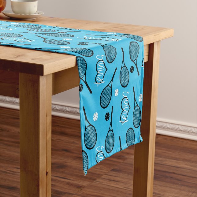Blue Tennis Party, customizable Short Table Runner (In Situ)