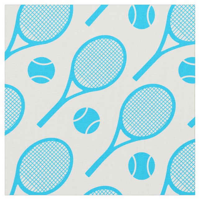 Blue tennis rackets - customize "tile" size fabric (Close Up)