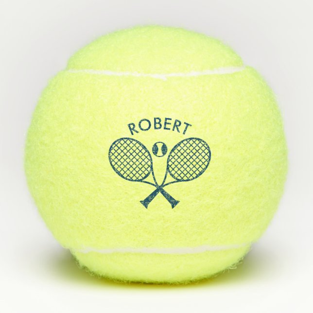 Blue Tennis Theme Custom Monogram Balls (Front)