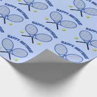 Blue tennis themed custom text any occasion wrapping paper
