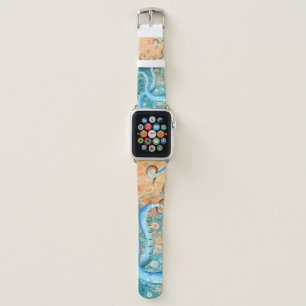 Blue Tentacles Octopus Kraken Abstract Teal Ink Apple Watch Band
